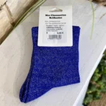Chaussettes paillettes à messages femme T36-T40 - bleu-royal-bisou - sans-taille