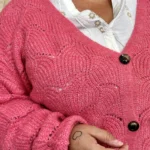 Gilet femme maille ajourée CHRISTY T44-T48 - fuchsia - 48