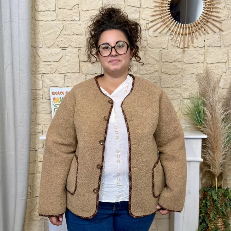 Veste femme bouclette CHRISTY T44-T52 - beige - 52
