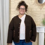 Veste femme bouclette CHRISTY T44-T52 - marron - 52