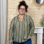 Chemise kaki imprimé bohème femme T40-T48 - kaki - 48