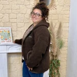 Veste bouclette à capuche Christy T44-T52 - marron - 52