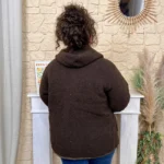 Veste bouclette à capuche Christy T44-T52 - marron - 52