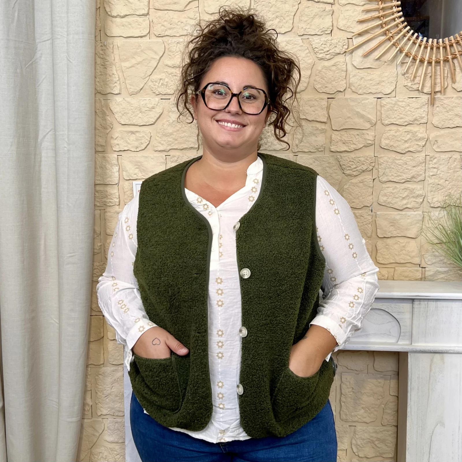 Gilet sans manches effet mouton BY ONE T40-T48