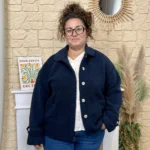 Veste bouclette à boutons femme T40-T46 - marine - 48