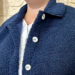 Veste bouclette à boutons femme T40-T46 - marine - 48