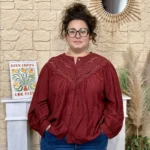 Chemise fluide brodée femme BY ONE T40-T48 - bordeaux - 48