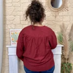 Chemise fluide brodée femme BY ONE T40-T48 - bordeaux - 48