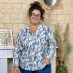 Blouse imprimée graphique CHRISTY T44-T52 - bleu-jeans - 52