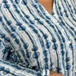 Blouse femme rayures artistiques CHRISTY T44-T52 - bleu-indigo - 52