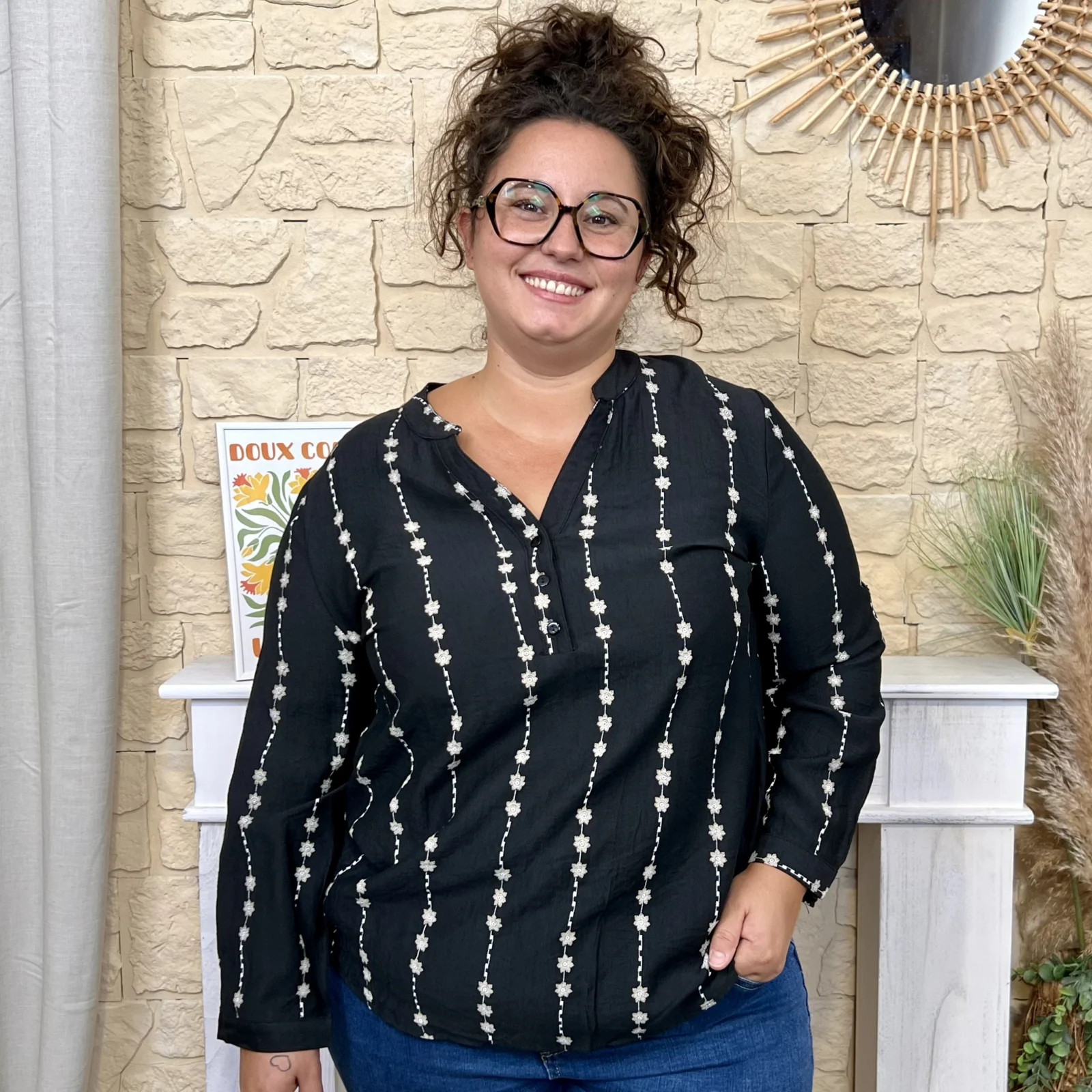 Blouse femme fleurie brodée CHRISTY T44-T52