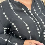 Blouse femme fleurie brodée CHRISTY T44-T52 - noir - 52