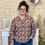 Blouse imprimé fougère femme T44-T48 - marron - 42