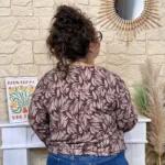 Blouse imprimé fougère femme T44-T48 - marron - 42