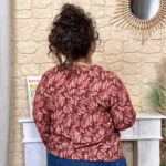 Blouse imprimé fougère femme T44-T48 - bordeaux - 52