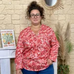 Blouse femme imprimée fleurettes CHRISTY T44-T52 - rouge - 52