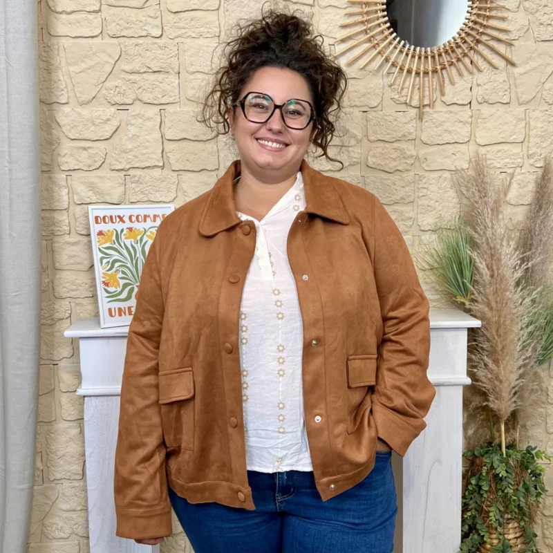 Veste femme en suédine MAËLLE T40-T48 - camel - 48
