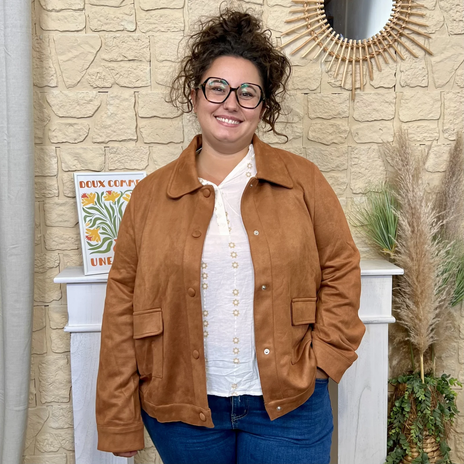 Veste femme en suédine MAËLLE T40-T48 - camel - 48