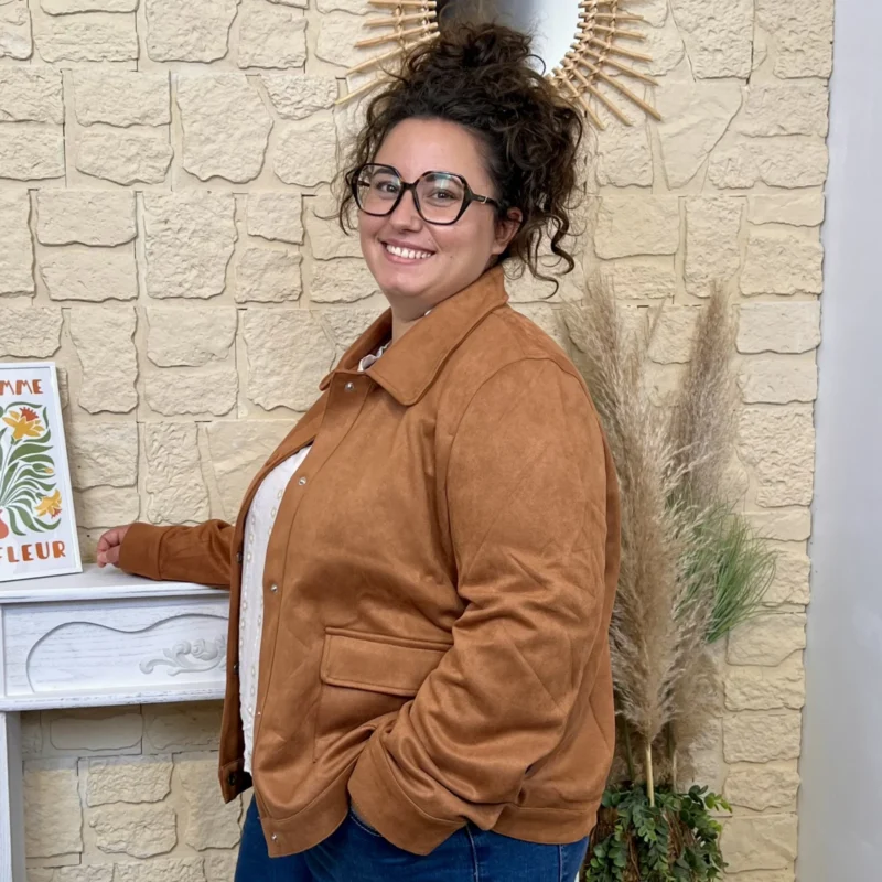 Veste femme en suédine MAËLLE T40-T48 - camel - 48