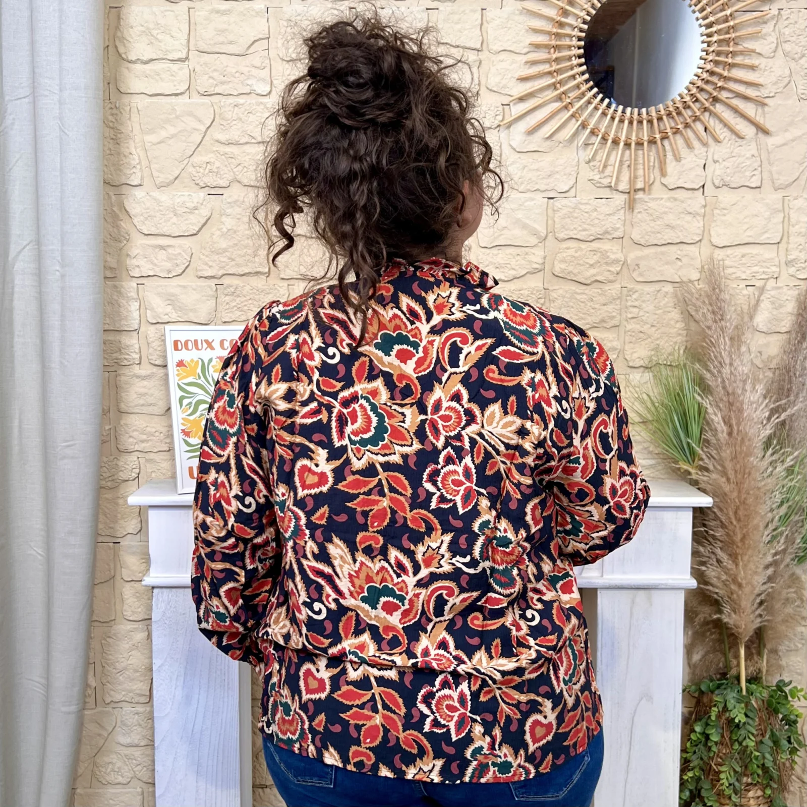 Chemisier imprimé floral femme MAËLLE T40-T48 - marron - 48