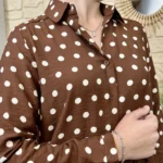 Robe trapèze à pois femme - marron - 38
