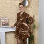 Robe trapèze à pois femme - marron - 38