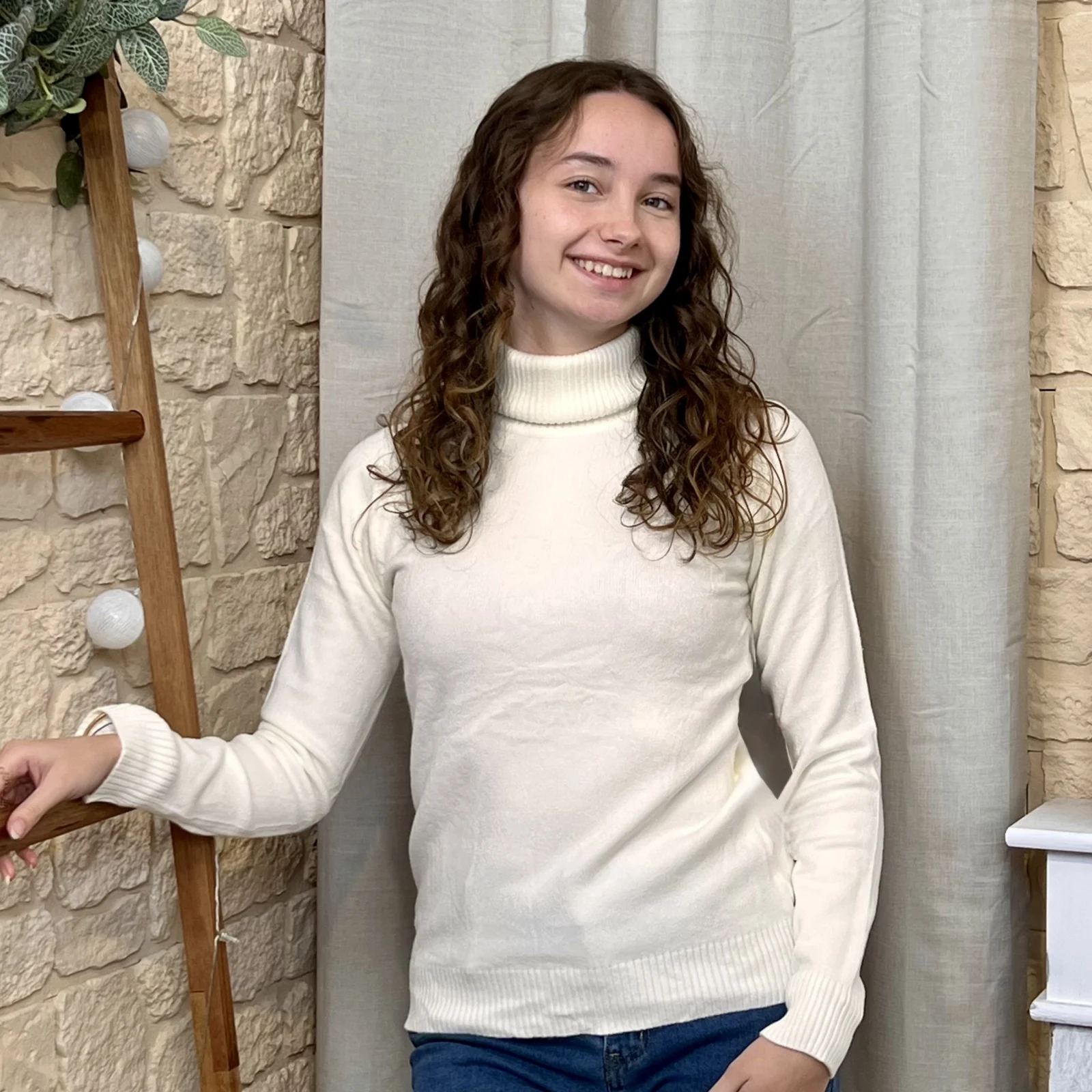 Pull col roulé épais femme VOGGO - ecru - 44