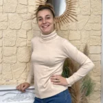Pull col roulé fin femme VOGGO - beige - 44