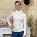 Pull col roulé fin femme VOGGO - ecru - 44