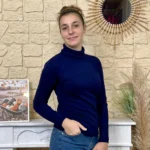 Pull col roulé fin femme VOGGO - marine - 44