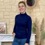 Pull col roulé fin femme VOGGO - marine - 44