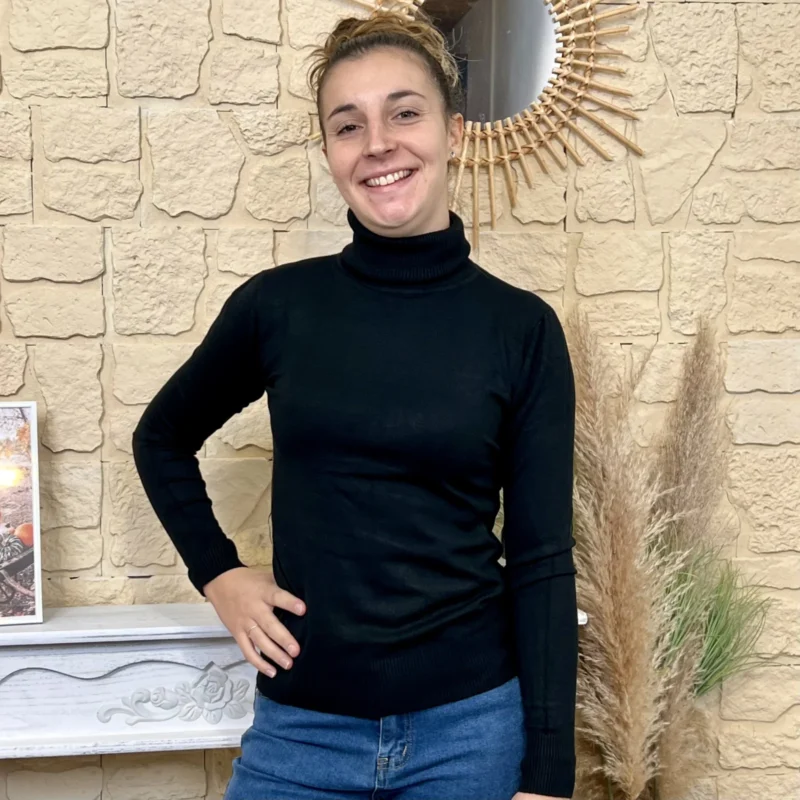 Pull col roulé fin femme VOGGO - noir - 44