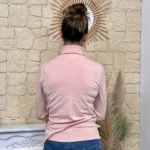 Pull col roulé fin femme VOGGO - rose-poudre - 44