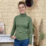 Pull col roulé fin femme VOGGO - kaki - 44