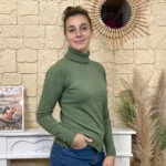 Pull col roulé fin femme VOGGO - kaki - 44