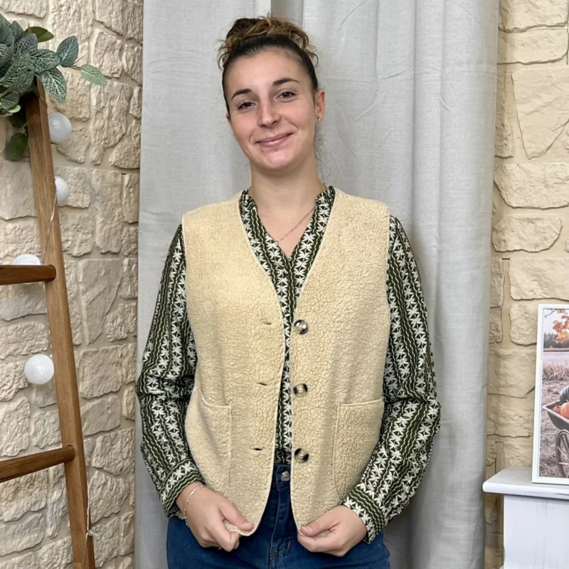 Gilet sans manches effet mouton femme - beige - taille-unique