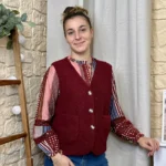 Gilet sans manches effet mouton femme - bordeaux - taille-unique