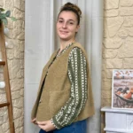 Gilet sans manches effet mouton femme - camel - taille-unique