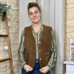 Gilet sans manches effet mouton femme - marron-clair - taille-unique