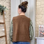 Gilet sans manches effet mouton femme - marron-clair - taille-unique