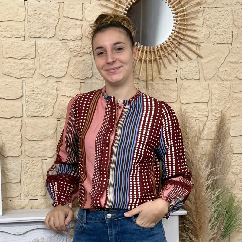 Chemise imprimée graphique femme bordeaux - bordeaux - 38