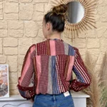 Chemise imprimée graphique femme bordeaux - bordeaux - 38