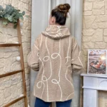 Manteau bouclette à capuche femme - camel - taille-unique