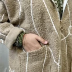 Manteau bouclette à capuche femme - camel - taille-unique