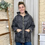 Manteau bouclette à capuche femme - gris - taille-unique
