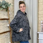 Manteau bouclette à capuche femme - gris - taille-unique