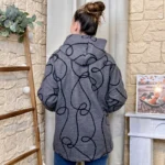 Manteau bouclette à capuche femme - gris - taille-unique