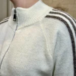 Gilet zippé sportswear femme à rayures - ecru - taille-unique