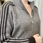 Gilet zippé sportswear femme à rayures - marron-clair - taille-unique
