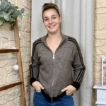 Gilet zippé sportswear femme à rayures - marron-clair - taille-unique